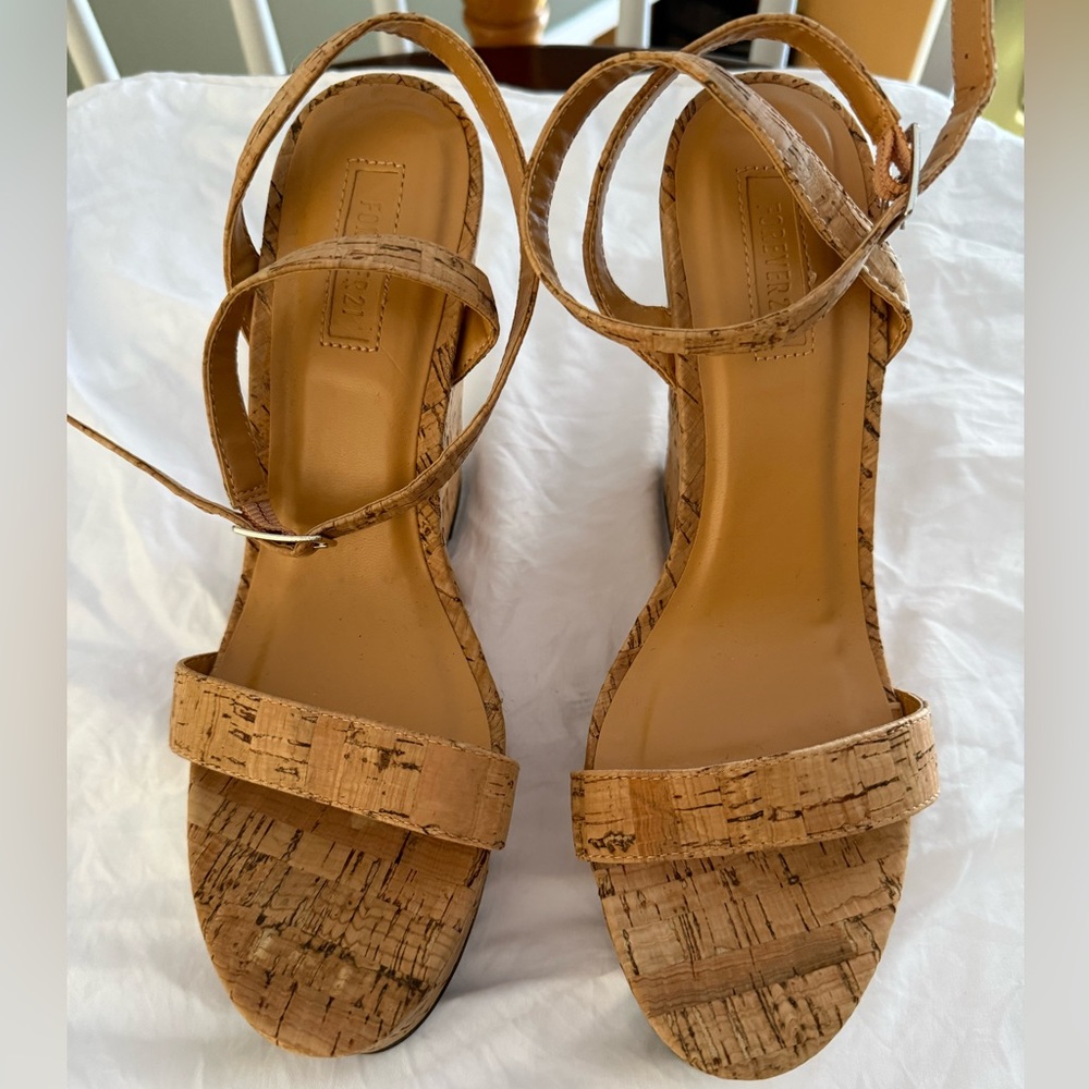 Forever 21 Tan Cork Wedge Sandals